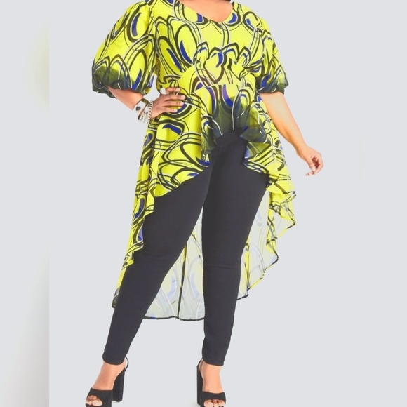 Puff Sleeve, High Lo Blouse - Picture 1 of 5